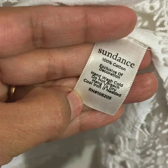 Sundance Princesa Womens White Eyelet Peasant Boho Tunic Top - Picture 5 of 6